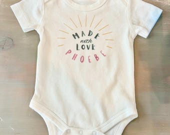 Organic Cotton Baby Bodysuit // Made With Love // Customized