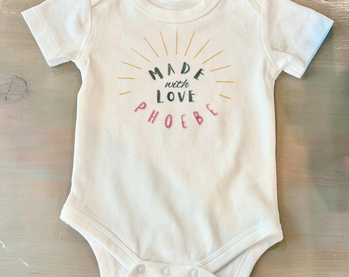 Organic Cotton Baby Bodysuit // Made With Love // Customized