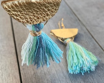 Tassel & Leather Half Moon Earrings