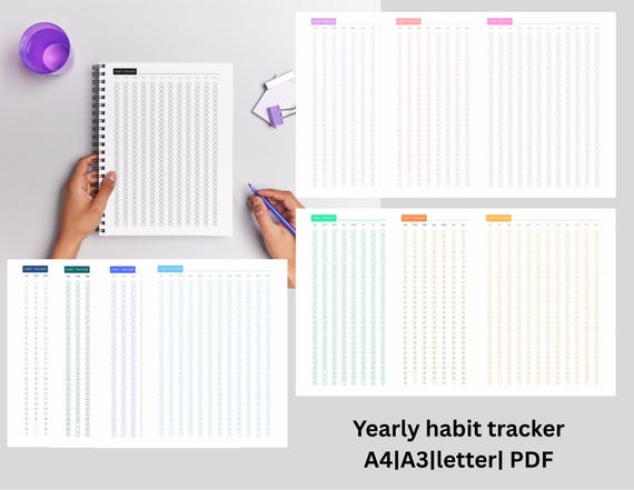Minimal Habit Tracker | Printable Daily Tracker | Multiple colors| Clean & Simple Planner 10 Pages