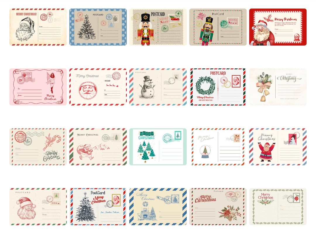 Vintage Christmas Postcard Set | Nutcracker & Tree (instant Download ...