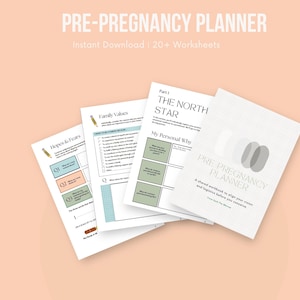 Planificador y cuaderno de trabajo preconcepcional para parejas / Seguimiento de la fertilidad, seguimiento del ciclo menstrual, hojas de trabajo para la búsqueda del embarazo, preparación para el embarazo