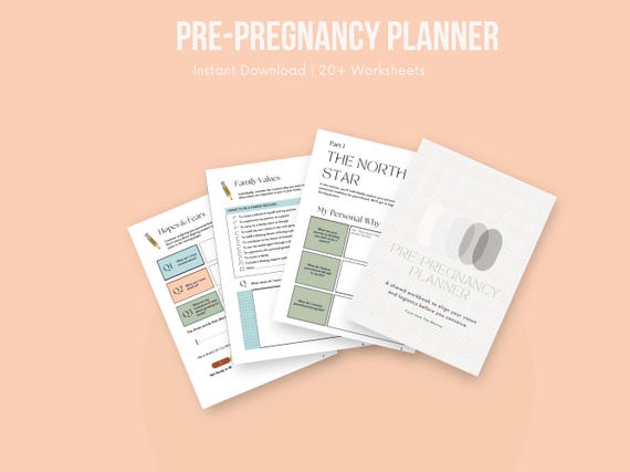 Pre-Pregnancy Planner & Workbook for Couples | Fertility Tracker, Cycle Tracking, TTC Worksheets, Pregnancy Prep