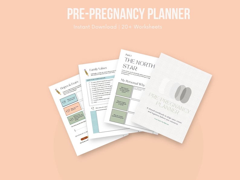 Pre-Pregnancy Planner & Workbook for Couples | Fertility Tracker, Cycle Tracking, TTC Worksheets, Pregnancy Prep image 1