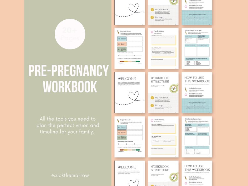 Pre-Pregnancy Planner & Workbook for Couples | Fertility Tracker, Cycle Tracking, TTC Worksheets, Pregnancy Prep image 2