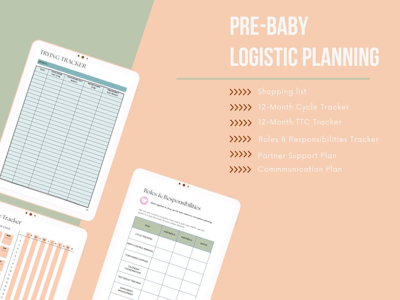 Pre-Pregnancy Planner & Workbook for Couples | Fertility Tracker, Cycle Tracking, TTC Worksheets, Pregnancy Prep image 5