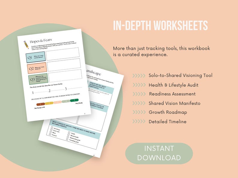Pre-Pregnancy Planner & Workbook for Couples | Fertility Tracker, Cycle Tracking, TTC Worksheets, Pregnancy Prep image 3
