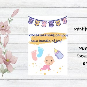 Congrats on your new bundle of joy card, digital, welcome baby card, new addition card, Congratulations, Congratulations on your new baby