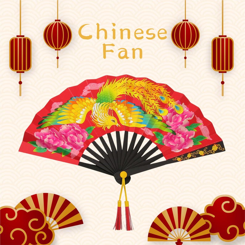 DIY Chinese Fan Paper Craft Pattern & Guide, Lunar New Year Decor PDF ...