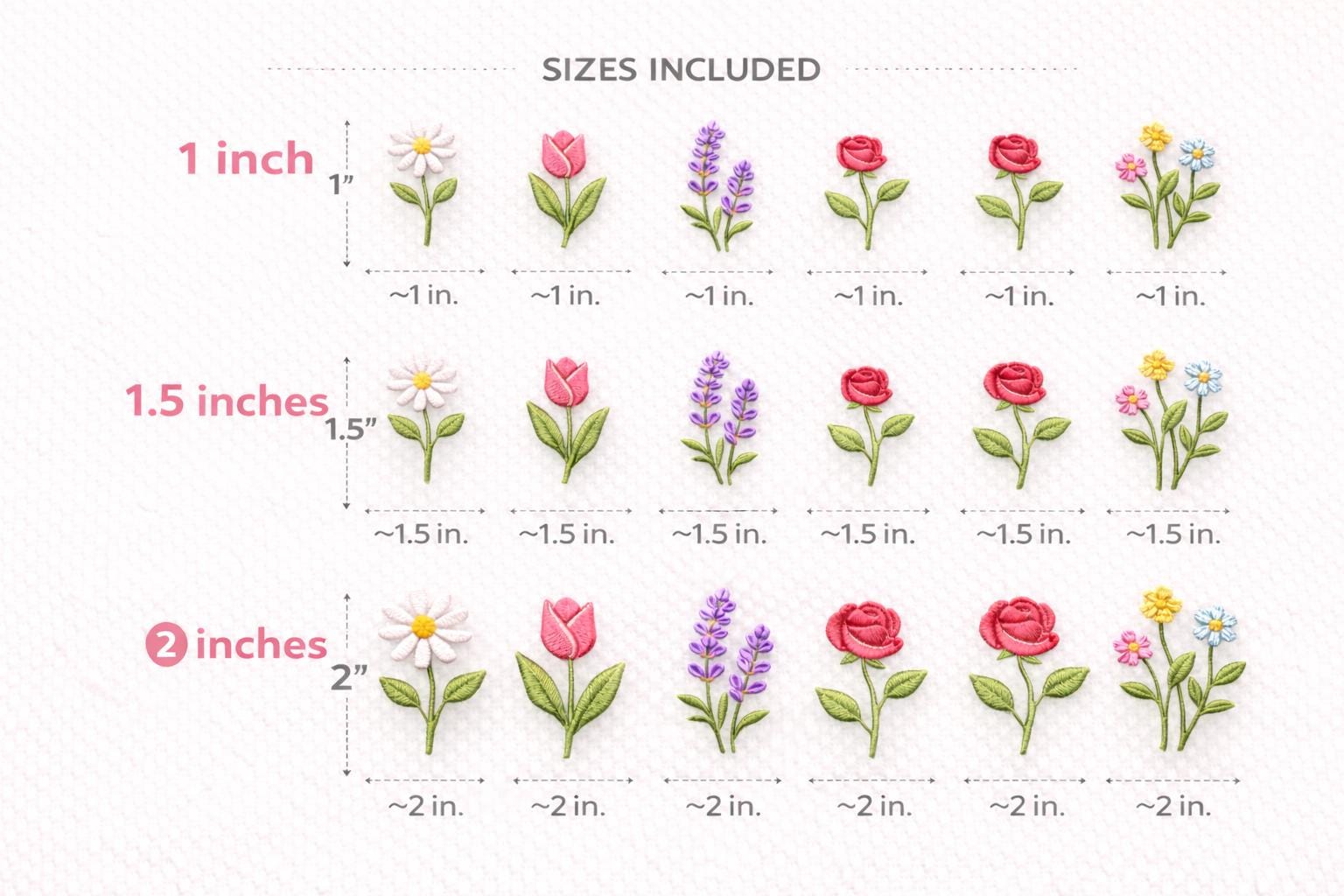 Tiny Flower Embroidery Designs Bundle | 5 Mini Floral Machine Files (1 ...