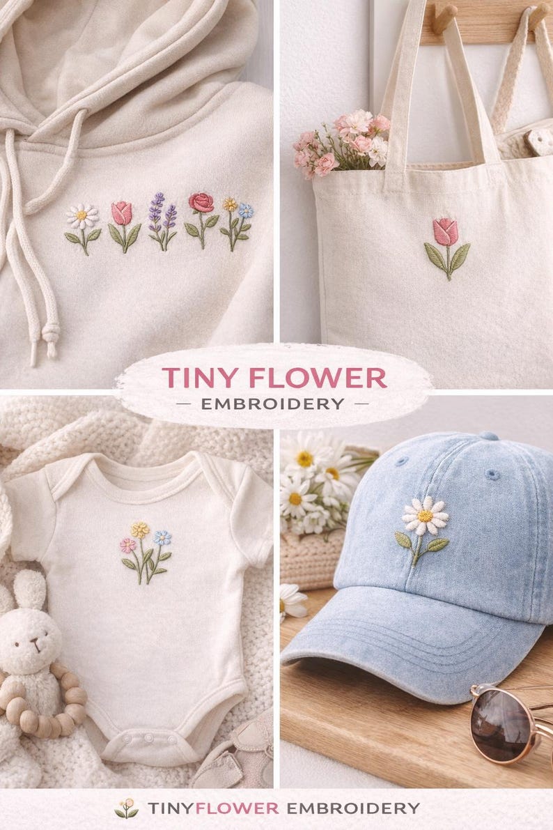 Tiny Flower Embroidery Designs Bundle | 5 Mini Floral Machine Files (1 ...