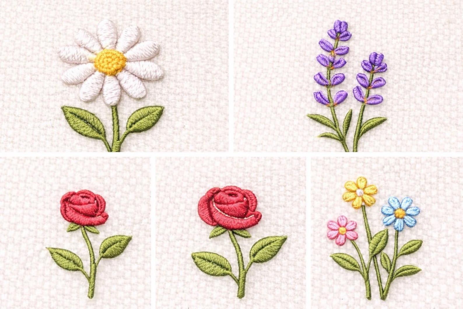 Tiny Flower Embroidery Designs Bundle | 5 Mini Floral Machine Files (1 ...