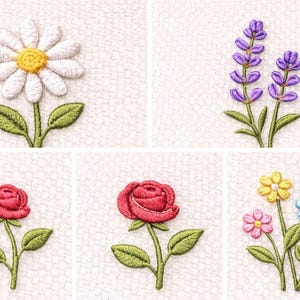 Tiny Flower Embroidery Designs Bundle | 5 Mini Floral Machine Files (1 ...