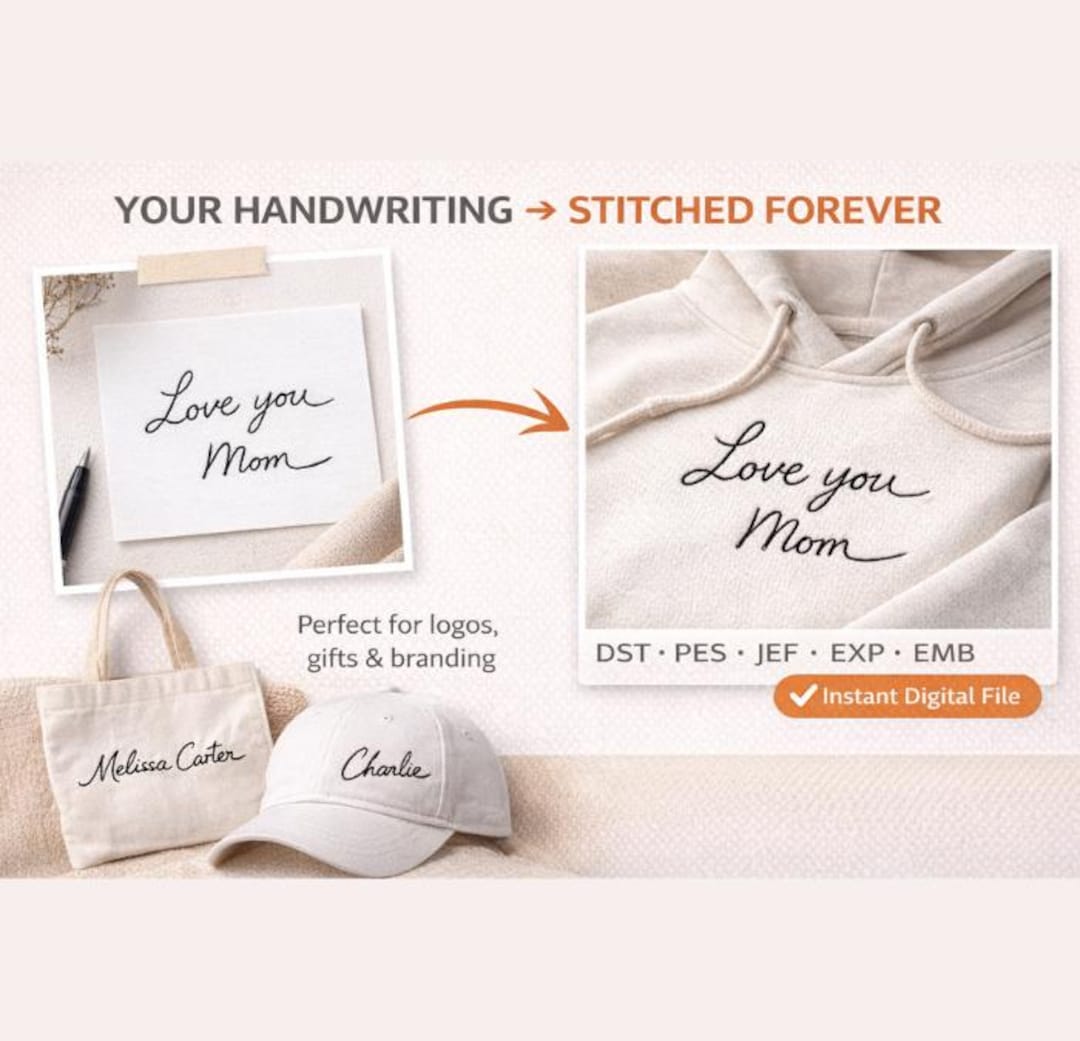Custom Handwriting Embroidery File | Signature, Text Digitizing ...