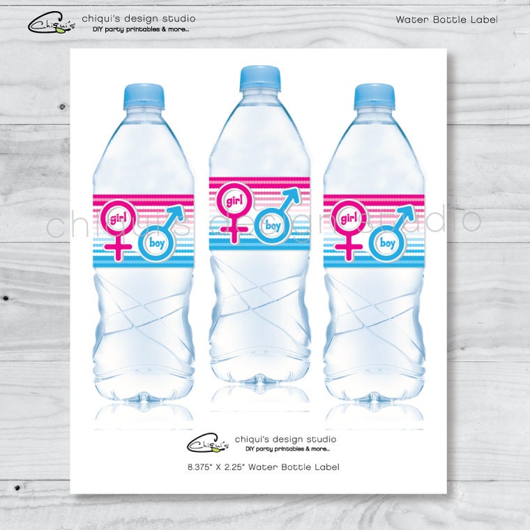 Baby Gender Reveal 8 3/8 X 2 1/4 PRINTABLE Water Bottle Etsy