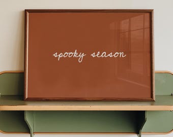 Printed Spooky Season, Halloween Print,Handwritten Font, Halloween Home Wall Art,Modern Minimalistic, Living Room Wall Art, Horizontal Print