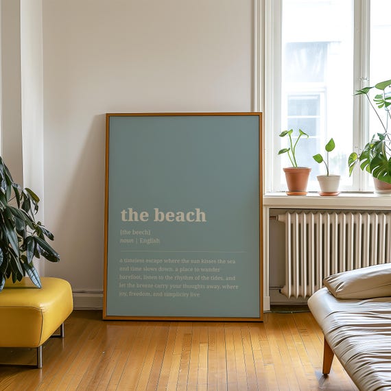 Printed Beach Definition, Minimalist Coastal Wall Art, Surf Poster, Beach Print, Coastal Home Decor, Ocean Wall Art, Cabin Wall Art