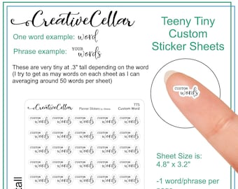 TTS-0000 // Teeny Tiny CUSTOM Planner Stickers White Matte or Transparent Script Word of your choice