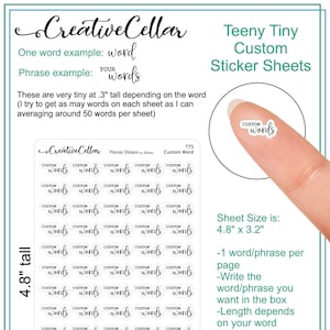 TTS-0000 // Teeny Tiny CUSTOM Planner Stickers White Matte or Transparent Script Word of your choice