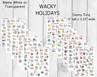 TT-47 // Wacky Holidays with Clipart Teeny Tiny Planner Stickers fit any Planner