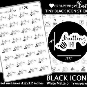 ICON-126 // Strick-Sticker, Planner Sticker, Nähgarn, Nadeln fürs Basteln