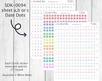 SDK-0094a-c // Date Dots Planner Stickers Date Covers