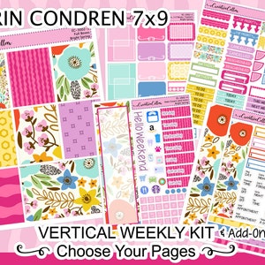 EC-3002 // Pegatinas para planificador Erin Condren Bright Spring Kit - Juego semanal EC 7x9 Floral