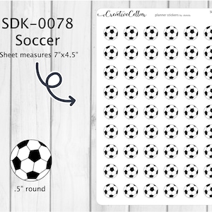 SDK-0078 // Soccer Planner Stickers 54 Sports Stickers Soccer Game Practice