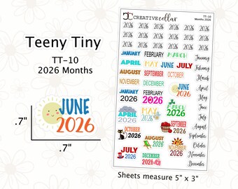 TT-10 // 2026 Teeny Tiny Planner Stickers will fit any Planner