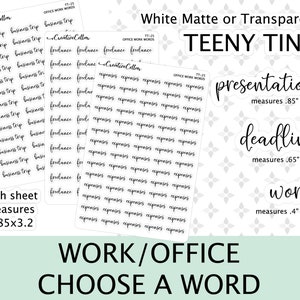 TT-25 // Office Work Words Teeny Tiny Planner Stickers Script Choose your Word
