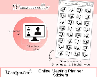 CL-0118 // Online Meeting Planner Stickers Transparent Computer Zoom Teams Work
