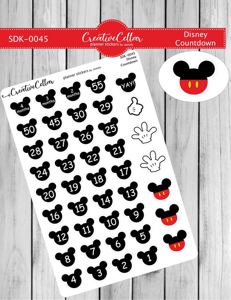 SDK-0045 planner stickers Disney vakantie Countdown ...