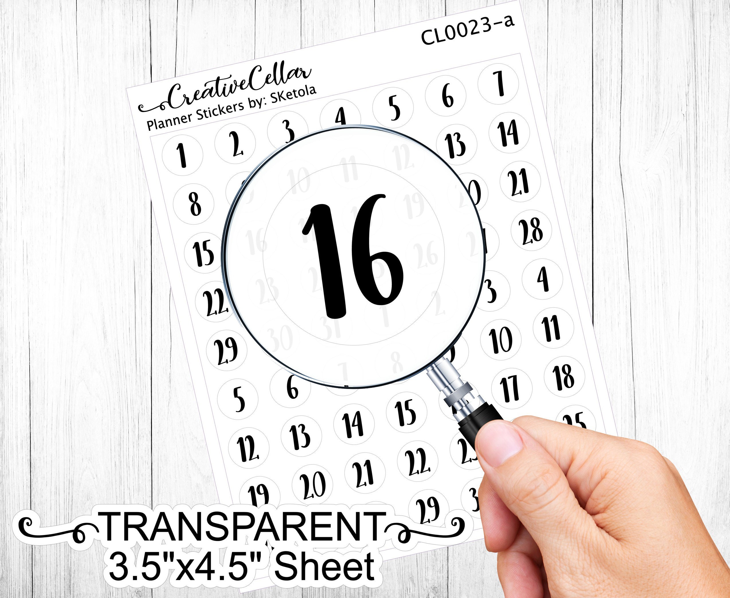 Cl-0023-a-b // CLEAR Numbers Planner Stickers Transparent 2 Sets of 1 ...