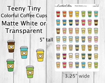 TT-16 // Coffee Cups Teeny Tiny Planner Stickers Tea To Go fit any Planner
