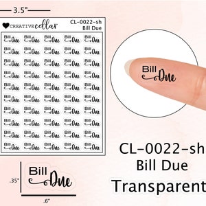 CL-0022-sh // 50 transparante factuurstickers voor planner Duidelijke betalingsherinnering met SH-script: