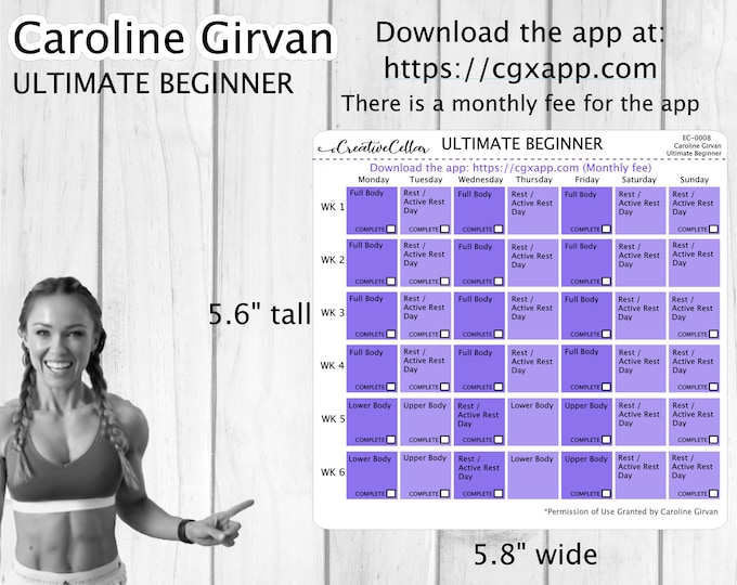 EC0008 // Caroline Girvan Ultimate Beginner Workout Planner Stickers