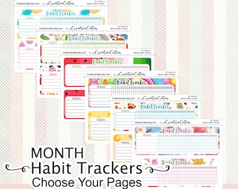 EC-0010 // Month Habit Trackers Stickers monthly Tracker Fits any Planner