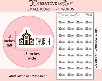 TTBW-023 // Church Planner Stickers Colorful Tiny Service Sunday Pray
