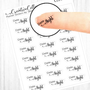 CL-0091-sh // Date Night Planner Stickers Script for Planner Transparent Clear Stickers