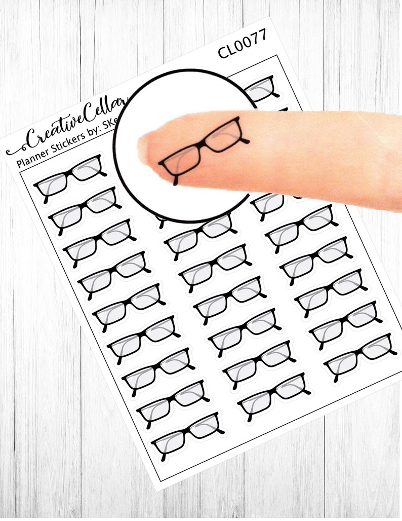 27 CLEAR Eyeglasses Stickers CL0077 for Planner Transparent Etsy