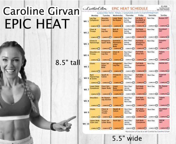 EC-0008 // Caroline Girvan EPIC HEAT Workout Planner Stickers