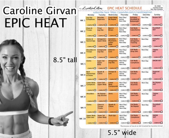 EC 0008 Caroline Girvan EPIC HEAT Workout Planner Stickers Etsy
