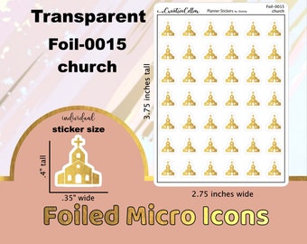 FOIL-0015 // 教会アイコン ゴールドホイル プランナーステッカー 透明マイクロサイズ