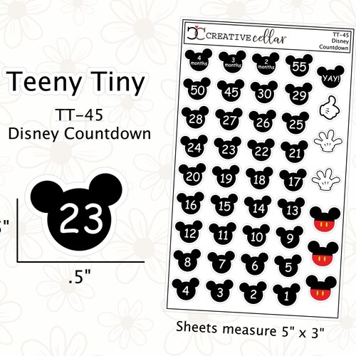 TT-45 // Countdown Teeny Tiny Planer Sticker Urlaub Klein