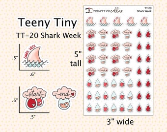 TT-20 // Period Tracker Teeny Tiny Planner Stickers sized to fit any Planner Shark Week