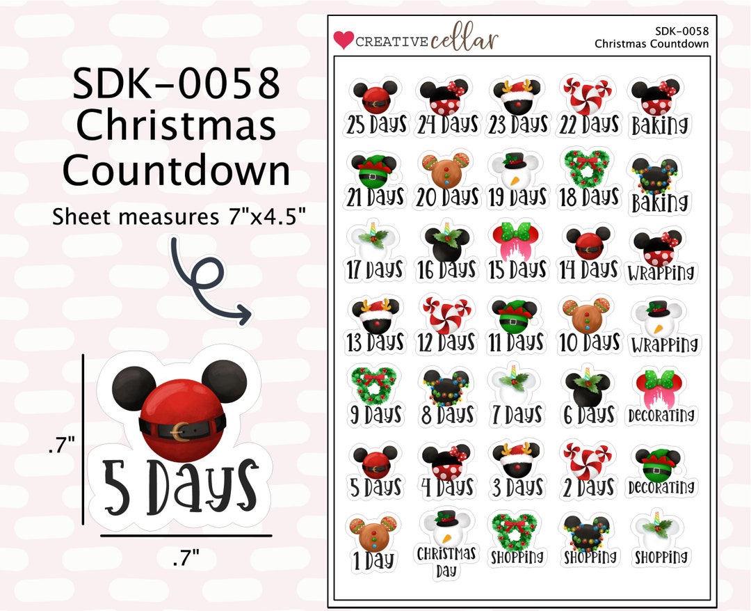 SDK-0058 // Planner Stickers Christmas Countdown Stickers - Cute Mouse ...