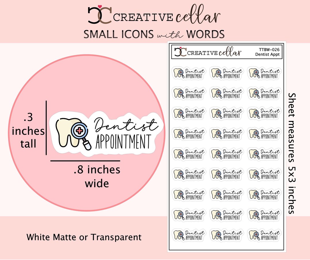 TTBW-026 // Dentist Planner Stickers Colorful Tiny DDS Appointment ...