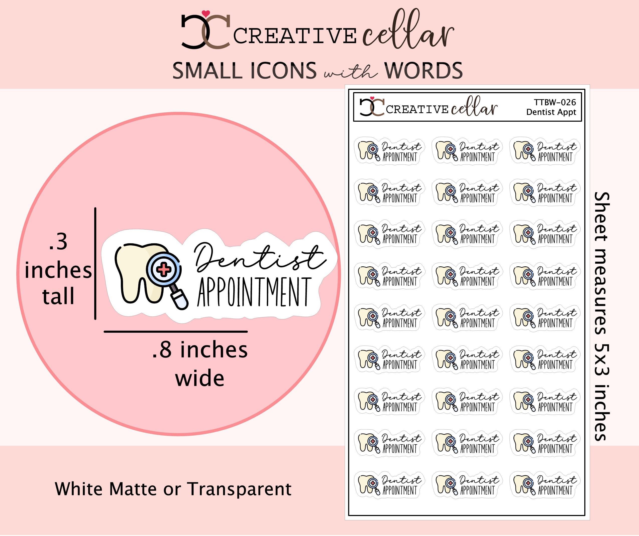 TTBW-026 // Dentist Planner Stickers Colorful Tiny DDS Appointment ...