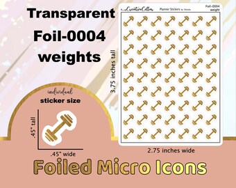 FOIL-0004 // ゴールドホイルウェイトアイコンプランナーステッカー 透明マイクロサイズワークアウト