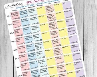 EC-0008 // Caroline Girvan EPIC I Workout Planner Stickers Epic 1